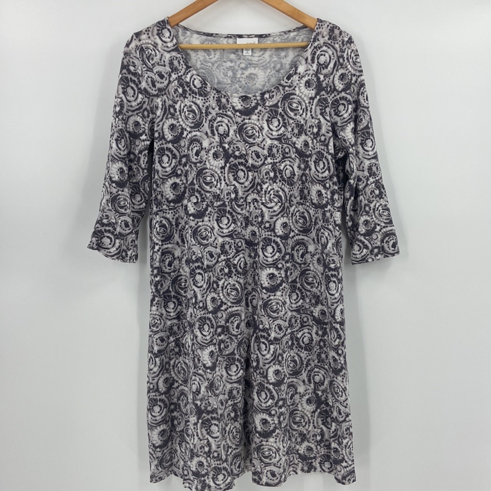 J Jill Pure Jill grey and white design scoop neck dress Size Medium petite